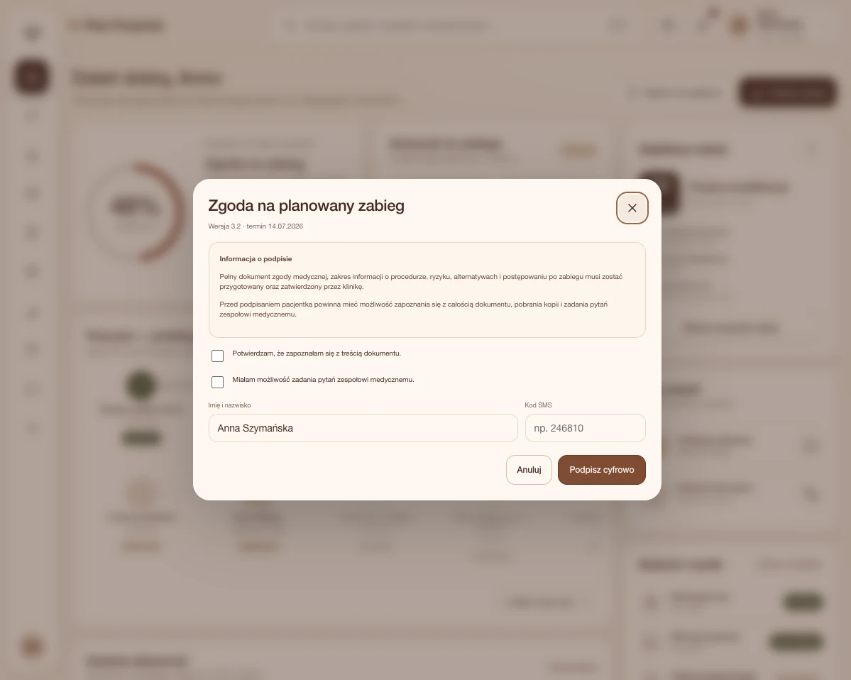 Patient journey management platform for private clinics — Digital consent connected to workflow 1